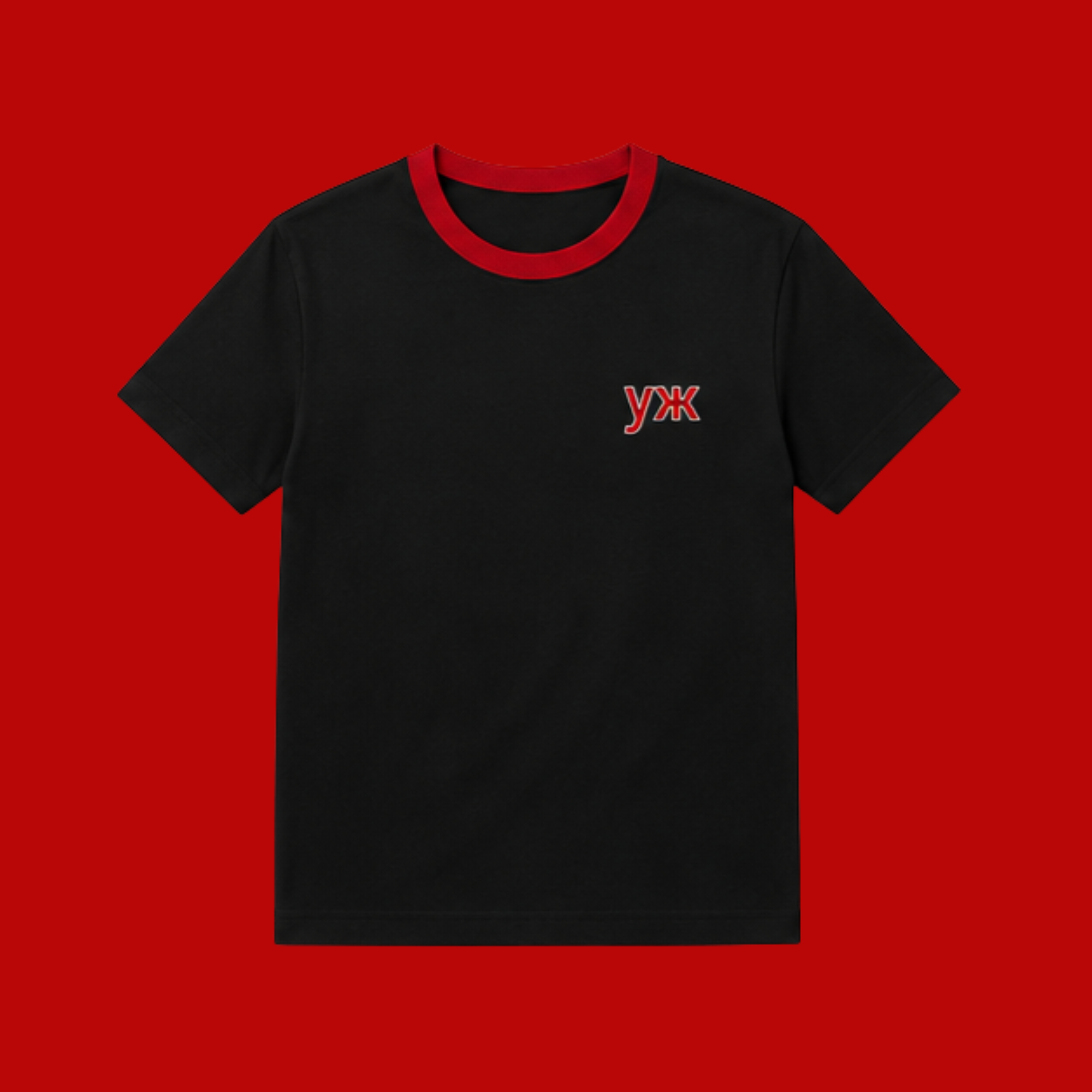 SHIRT BLACK / RED COLLAR